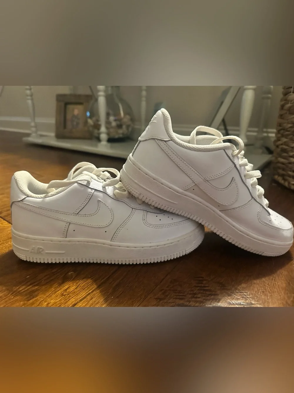 Nike Kids Air Force 1. White Low-Top Sneakers with Classic Swoosh